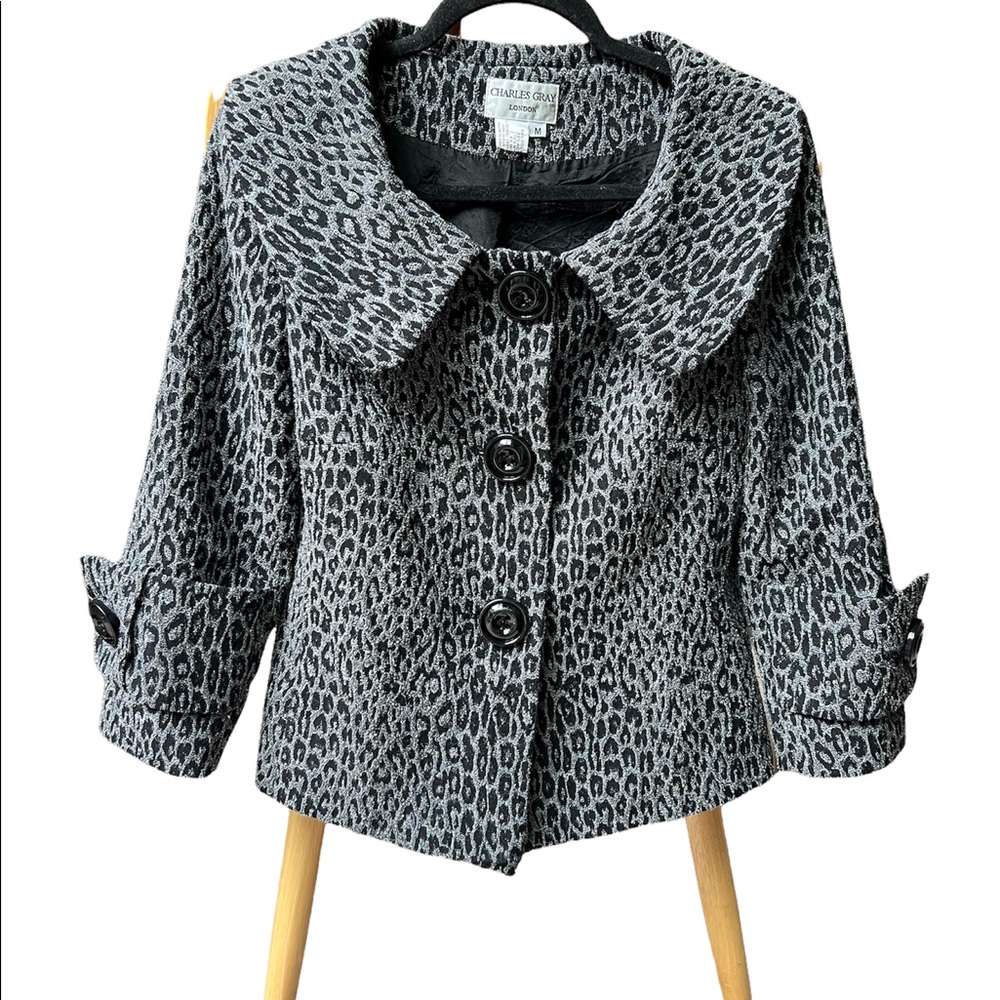 Vintage Charles Gray London Animal Print Blazer Coat in Size Medium